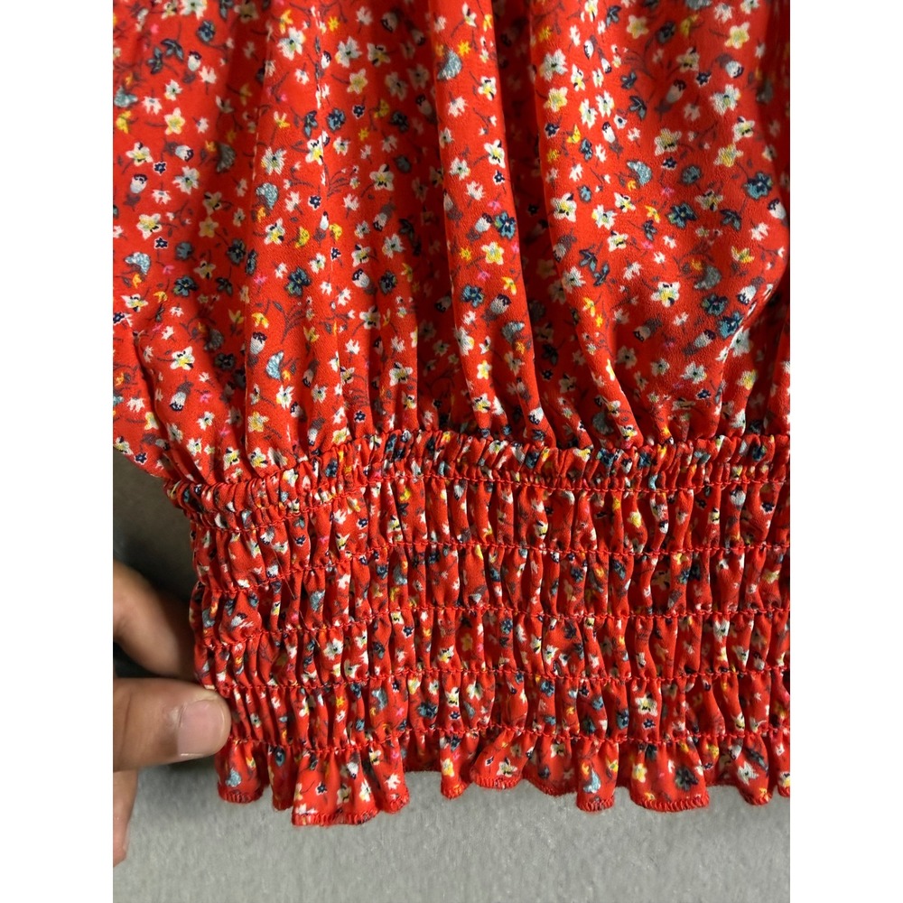 Sienna Sky Crop Top Women's Large Floral Spaghetti Strap Smocked Tie - Picture 2 of 9